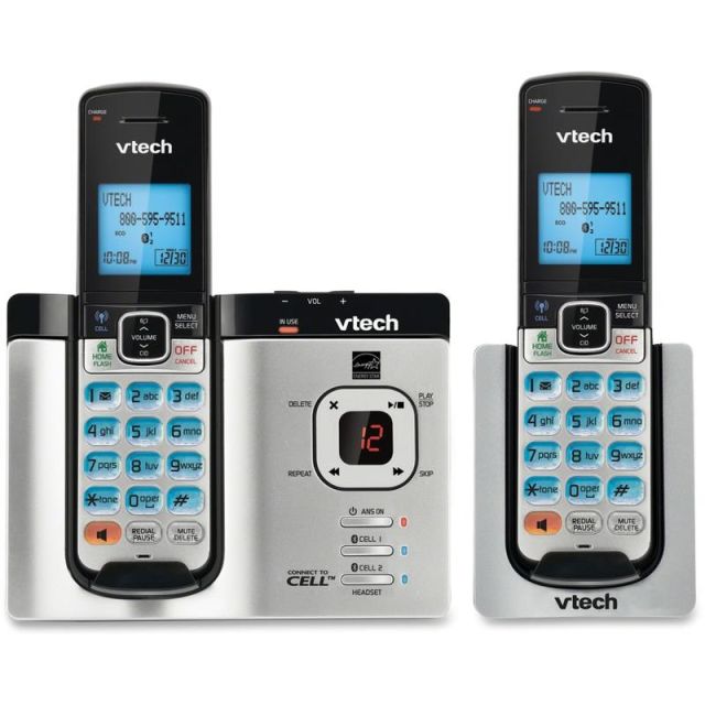 VTech Connect to Cell DS66212 DECT 6.0 Cordless Phone - Cordless - Corded - 1 x Phone Line - Speakerphone - Answering Machine DS6621-2