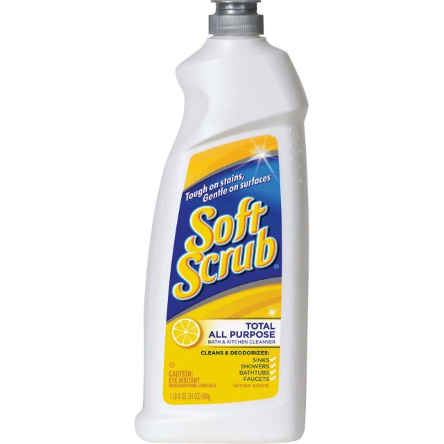 Soft Scrub Total All-purpose Bath/Kitchen Cleanser - For Sink, Shower, Bathroom, Kitchen - 24 fl oz (0.8 quart) - Lemon, Fresh Scent - 9 / Carton - Phosphate-free - White (Min Order Qty 2) MPN:00865CT