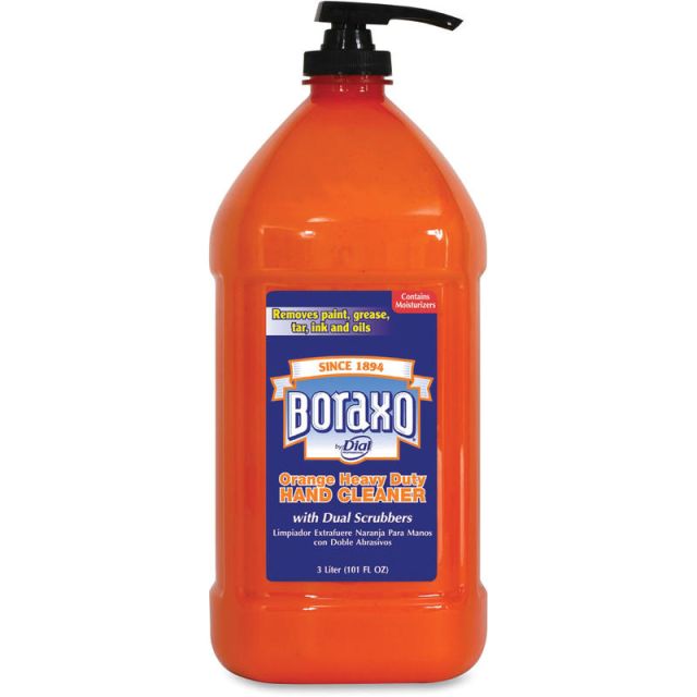 Dial Boraxo Orange Heavy Duty Hand Cleaner - 101.4 fl oz (3 L) - Pump Bottle Dispenser - Grease Remover, Grime Remover, Ink Remover, Tar Remover - Hand, Skin - Orange - Heavy Duty - 1 Each (Min Order Qty 2) MPN:06058