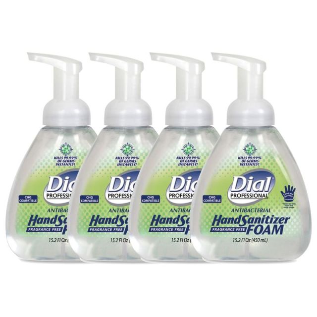 Dial Antibacterial Foaming Hand Sanitizer, No Fragrance, 450 Ml, Case Of 4 MPN:DIA-06040