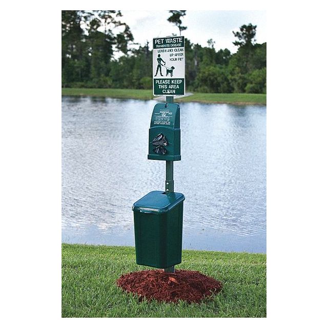 Pet Waste Container Polyethylene Green MPN:1010