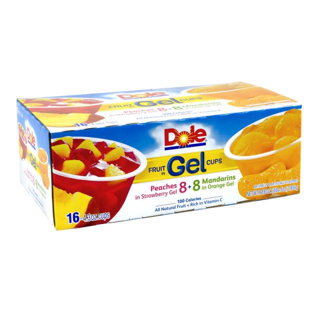 Dole Assorted Fruit In Gel Cups, 4.3 Oz, Box Of 16 (Min Order Qty 3) MPN:24824
