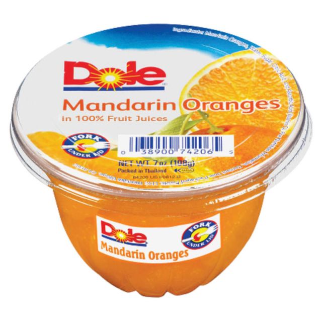 Dole Fruit Cups, Mandarin Oranges, 7 Oz, Carton Of 12 (Min Order Qty 3) MPN:74206011