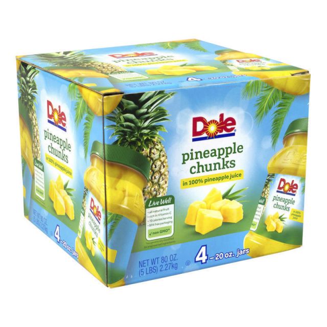 Dole Pineapple Chunks in 100% Juice, 20 Oz, Pack Of 4 Jars (Min Order Qty 2) MPN:900-00165