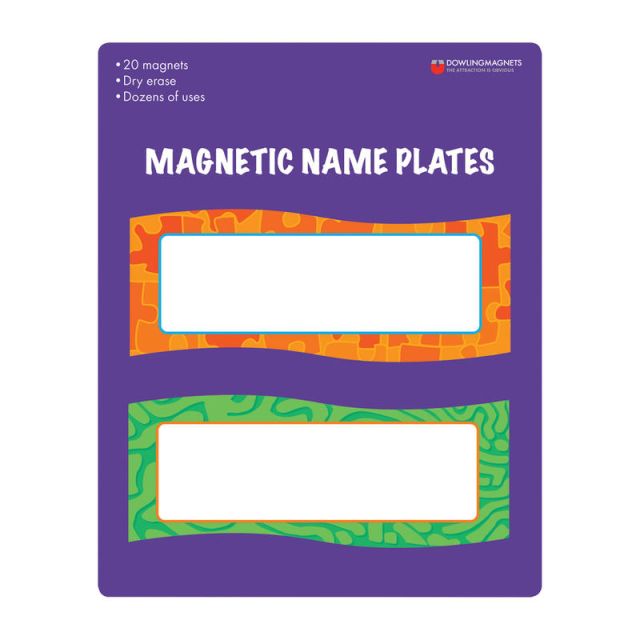 Dowling Magnets Magnetic Name Plates, 5inH x 2inW x 1/16inD, Multicolor, 20 Nameplates Per Pack, Set Of 2 Packs (Min Order Qty 2) MPN:DO-735205-2