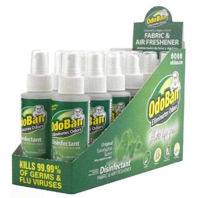 OdoBan Odor Eliminator Disinfectant Spray, Eucalyptus, 4 Oz, Pack Of 12 Bottles (Min Order Qty 2) MPN:91EUC4OZ12-OD