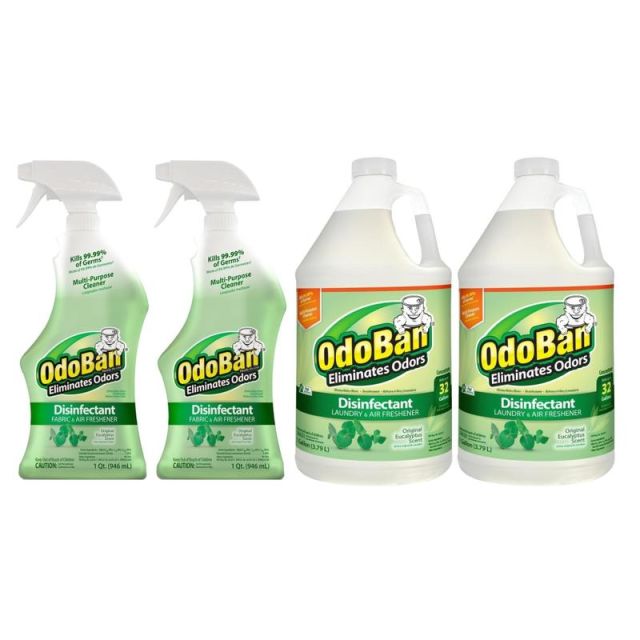 OdoBan Odor Eliminator Disinfectant, Original Eucalyptus Scent, Case Of 2 Quart Sprays And 2 Gallon Concentrates (Min Order Qty 2) MPN:91EUCPK-OD