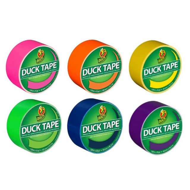 Duck Brand Color Duct Tape Rolls, 1-15/16in x 105 Yd, Neon Rainbow Colors, Pack Of 6 Rolls MPN:DUCKBRT6PK-OD