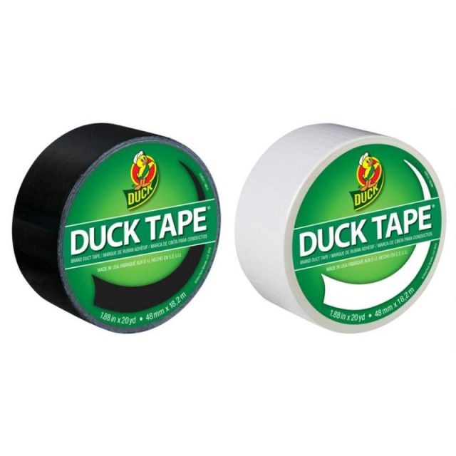 Duck Brand Color Duct Tape Rolls, 1-15/16in x 40 Yd, Black/White, Pack Of 2 Rolls (Min Order Qty 2) MPN:DUCKBW2PK-OD