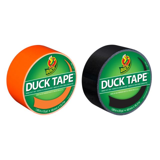 Duck Brand Duct Tape Combo Pack, 1-13/16in x 35 Yd, Neon Orange/Black, Pack Of 2 Rolls (Min Order Qty 3) MPN:DUCKORBK-OD