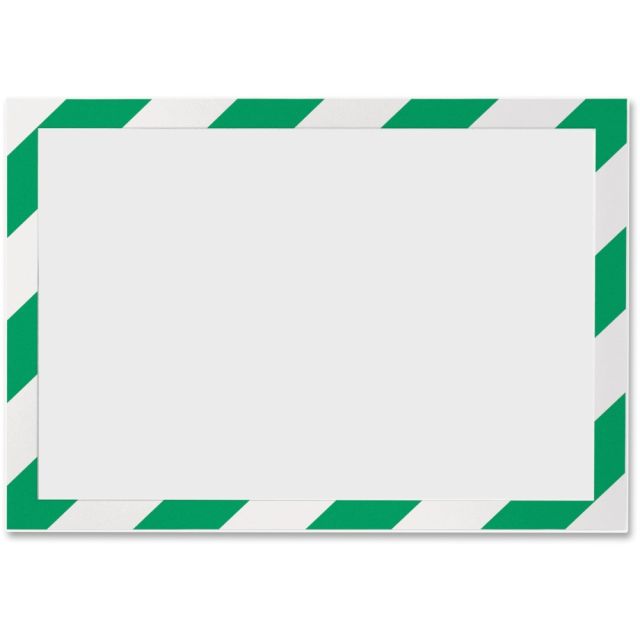 DURABLE DURAFRAME SECURITY Self-Adhesive Magnetic Letter Sign Holder - Holds Letter-Size 8-1/2in x 11in , Green/White, 2 Pack (Min Order Qty 3) MPN:4770131