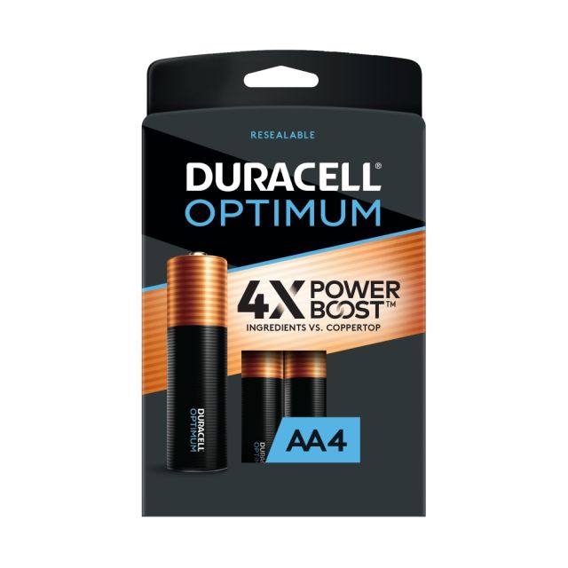 Duracell Optimum AA Alkaline Batteries, Pack Of 4 (Min Order Qty 14) MPN:5005570