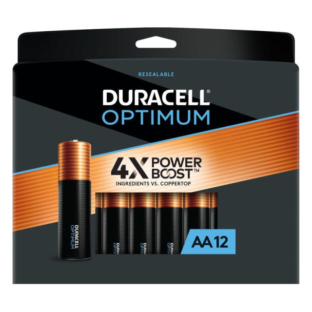 Duracell Optimum AA Alkaline Batteries, Pack Of 12 (Min Order Qty 6) MPN:5005573