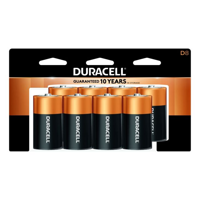 Duracell Coppertop D Alkaline Batteries, Pack Of 8, 3 Hang Hole Packaging (Min Order Qty 5) MPN:MN13R8DW