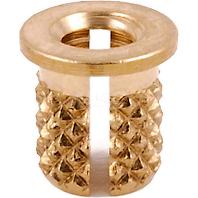 Press Fit Threaded Inserts, Product Type: Flanged , Material: Brass , Drill Size: 0.1560 , Finish: Uncoated , Thread Size: M3  MPN:260-M3-BR
