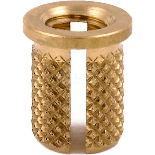 Press Fit Threaded Inserts, Product Type: Flanged , Material: Brass , Drill Size: 0.2500 , Finish: Uncoated , Thread Size: M5  MPN:260-M5-BR