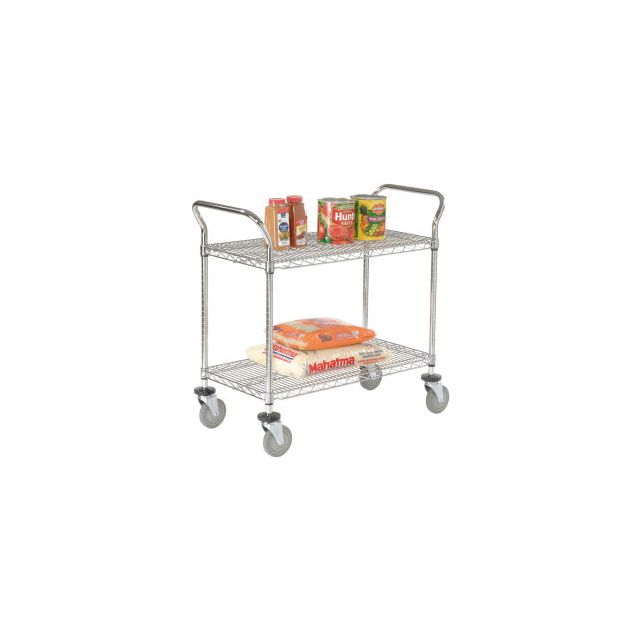 Nexel® Chrome Utility Cart w/2 Shelves & Poly Casters 1200 lb. Capacity 42