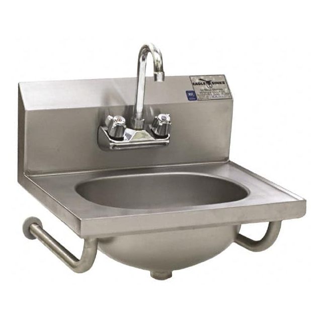 Hand Sink: Tubular Wall Mount, Stainless Steel MPN:HSA-10-FTWS