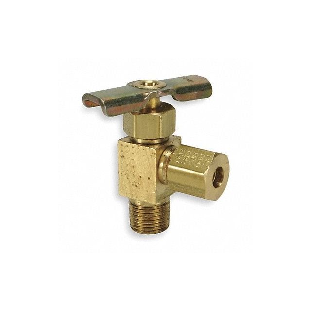 Needle Valve Angled Brass 1/4 x 5/16 In. MPN:A6855