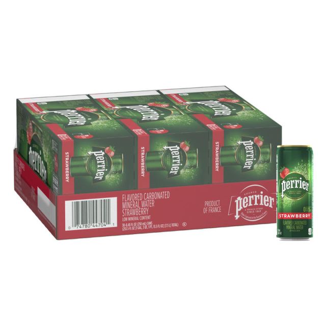 Perrier Sparkling Natural Mineral Water with Strawberry Flavor, 8.45 Oz, Case Of 30 Slim Cans (Min Order Qty 3) MPN:12317857