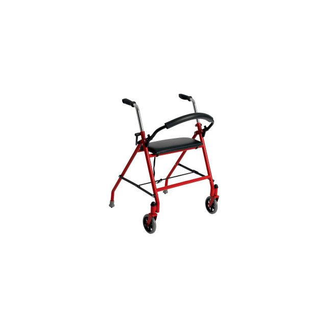 Drive Medical 1239RD Two Wheeled Walker with Seat Red 1239RD