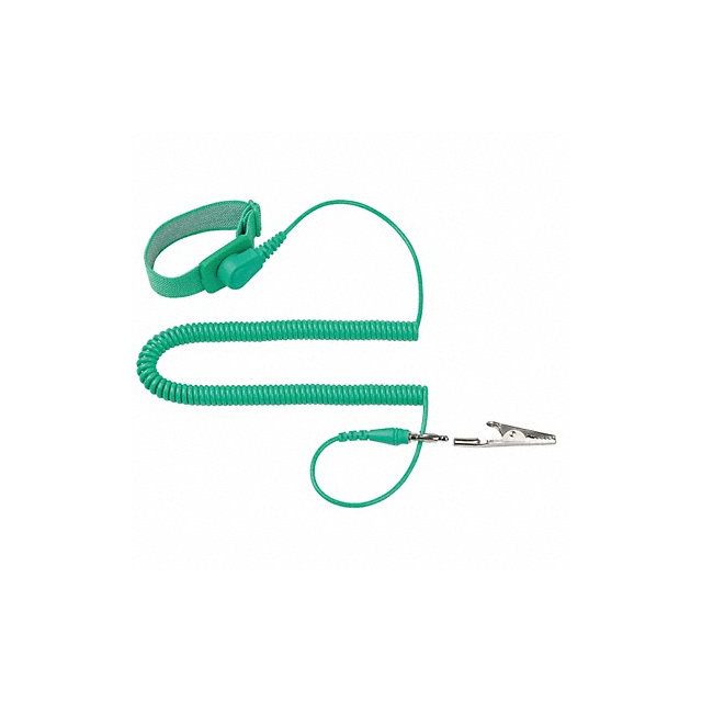 ESD Wrist Strap Adjustable 10 ft L Green MPN:900-132