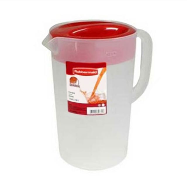 Rubbermaid Pitcher With Removable Lid, 128 Oz, Clear/Red (Min Order Qty 7) MPN:1978082