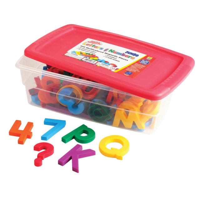 Educational Insights AlphaMagnets & MathMagnets, Jumbo, Multi-Colored, Pack Of 100 (Min Order Qty 2) MPN:EI-1688
