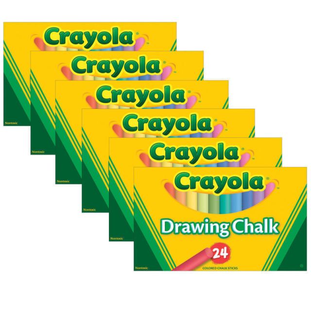 Crayola Colored Drawing Chalk, Assorted Colors, 24 Pieces Per Box, Pack Of 6 Boxes (Min Order Qty 2) MPN:BIN510404-6