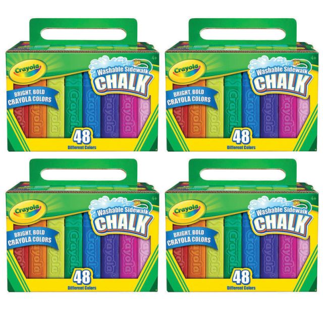 Crayola Washable Sidewalk Chalk Sticks, Assorted Colors, 48 Sticks Per Box, Case Of 4 Boxes (Min Order Qty 2) MPN:BIN512048-4