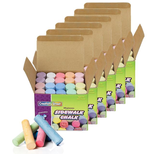 Creativity Street Sidewalk Chalk, 4in, Assorted Colors, 20 Pieces Per Box, Pack Of 6 Boxes (Min Order Qty 2) MPN:CK-1700-6