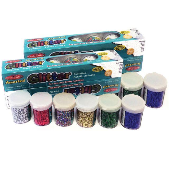 Charles Leonard Creative Arts Glitter Shakers, 0.75 Oz, Assorted Colors, 12 Shakers Per Pack, Case Of 2 Packs (Min Order Qty 2) MPN:CHL41012-2