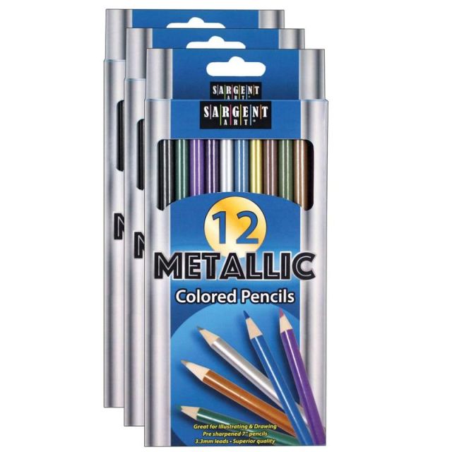 Sargent Art Colored Pencils, 3.3mm, Metallic, 12 Pencils Per Pack, Set Of 3 Packs (Min Order Qty 2) MPN:SAR227231-3