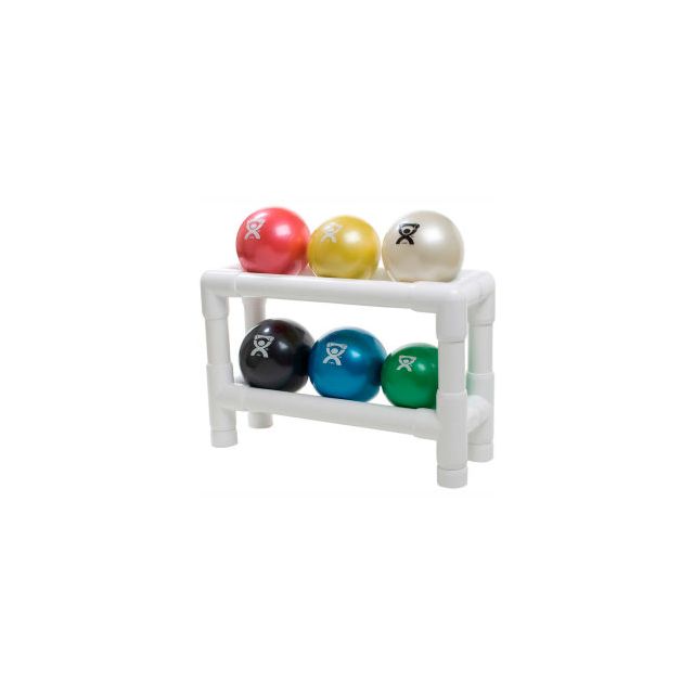 CanDo® WaTE™ Hand-held Weighted Ball with 2-Tier PVC Rack, 6 Color Set