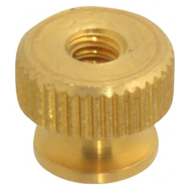 #4-40 UNC Thread, Uncoated, Grade B-633 Brass Round Knurled Thumb Nut MPN:THN5002M01F16