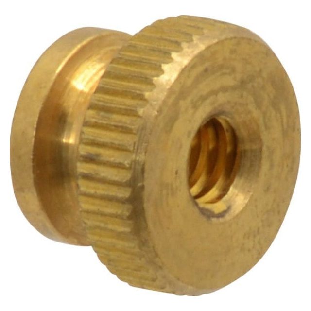 #10-24 UNC Thread, Uncoated, Grade B-633 Brass Round Knurled Thumb Nut MPN:THN5005M01F16