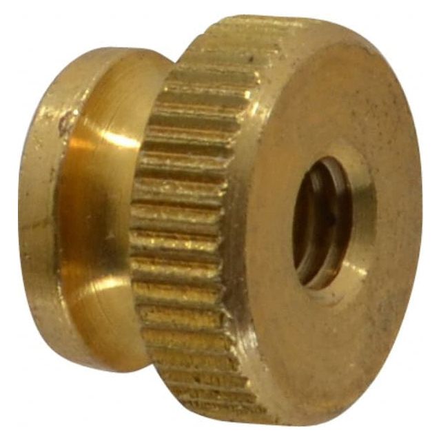 #10-32 UNF Thread, Uncoated, Grade B-633 Brass Round Knurled Thumb Nut MPN:THN5006M01F16