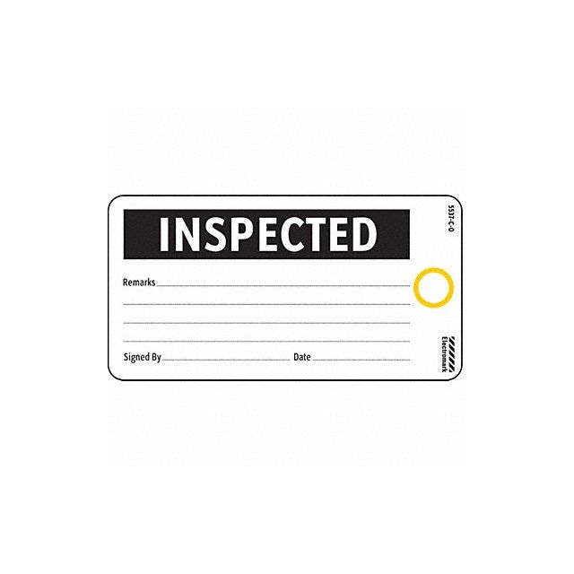 Inspected Tag 3 x 5-3/4 In Bk/Wht PK25 MPN:Y625755