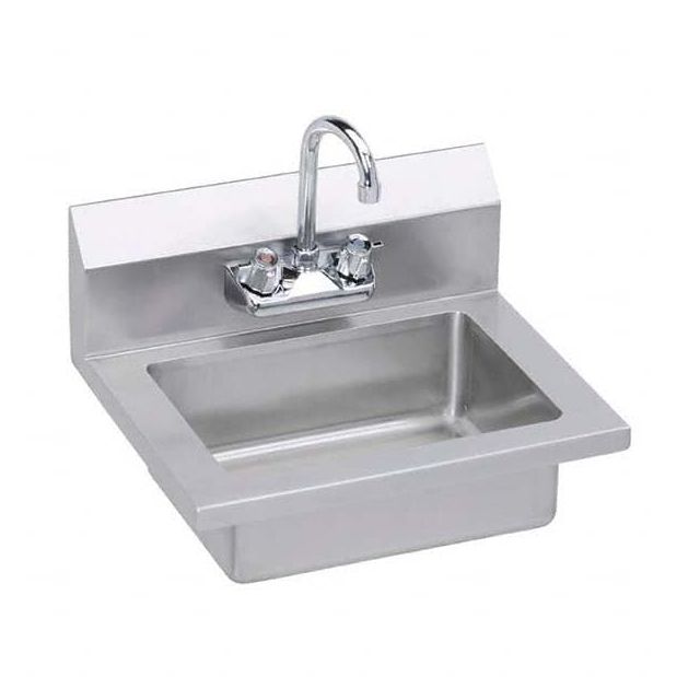 Hand Sink: Wall Mount, Manual Faucet, 3 Stainless Steel MPN:EHS-18X