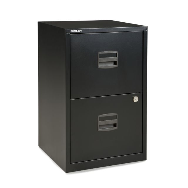 Bisley 14-13/16inD Vertical 2-Drawer Under-Desk Storage Cabinet, Metal, Black MPN:FILE2-BK
