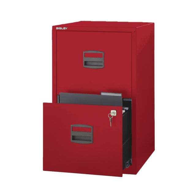 Bisley 14-13/16inD Vertical 2-Drawer Under-Desk Storage Cabinet, Metal, Red MPN:FILE2-RD