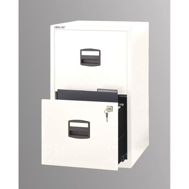 Bisley 14-13/16inD Vertical 2-Drawer Under-Desk Storage Cabinet, Metal, White MPN:FILE2-WH
