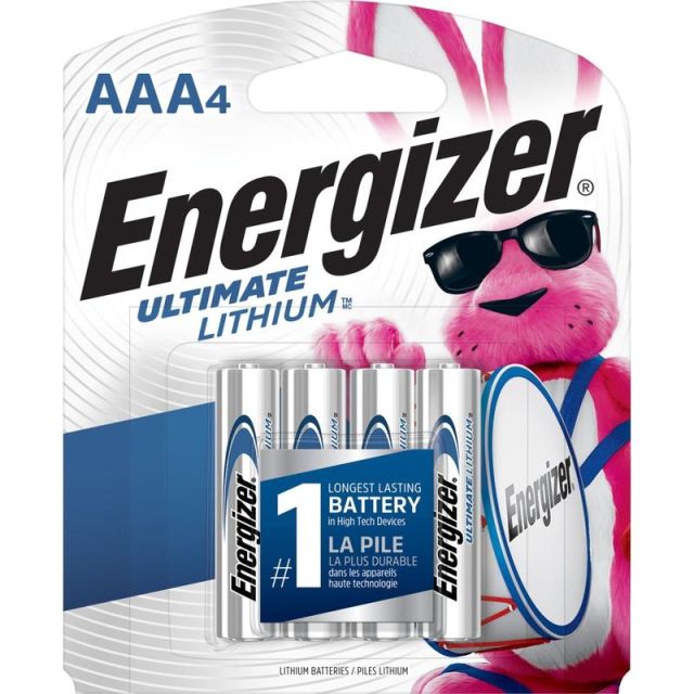 Energizer Ultimate Lithium AAA Batteries - For Camera, Electronic Device - AAA - 96 / L92SBP4CT