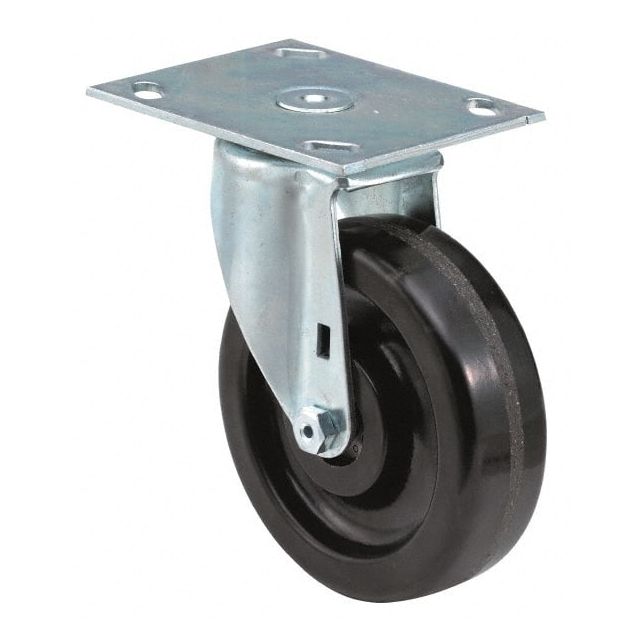 Swivel Top Plate Caster: Soft Rubber, 5