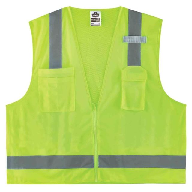 Ergodyne GloWear Safety Vest, Economy Surveyors 8249Z, Type R Class 2, 2X/3X, Lime (Min Order Qty 4) MPN:24027