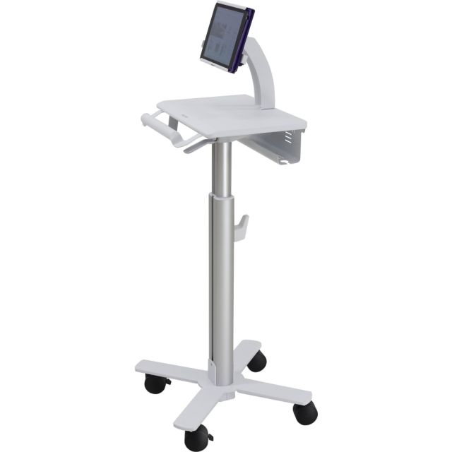 Ergotron StyleView Tablet Cart, SV10 - 24.50 lb Capacity - 4 Casters - 3in Caster Size - Metal, Steel - White, Aluminum MPN:SV10-1400-0
