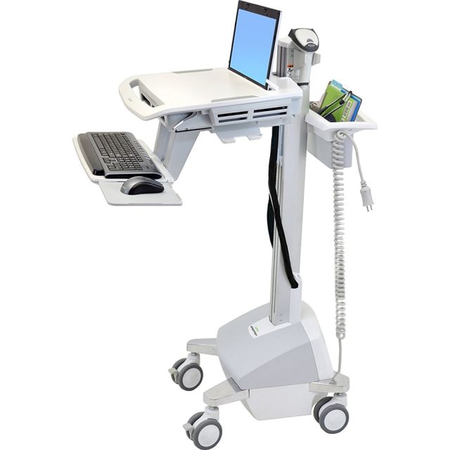 Ergotron StyleView Electric Lift Cart With LCD Pivot, 56-1/2inH x 34inW x 24-1/2inD, White MPN:SV42-7302-1