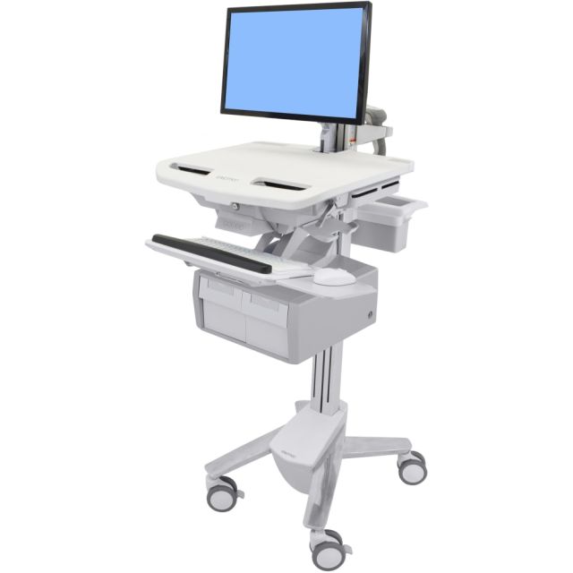 Ergotron StyleView Cart with LCD Arm, 2 Tall Drawers (2x1) - Up to 24in Screen Support - 37.04 lb Load Capacity - Floor - Plastic, Aluminum, Zinc-plated Steel MPN:SV43-12C0-0