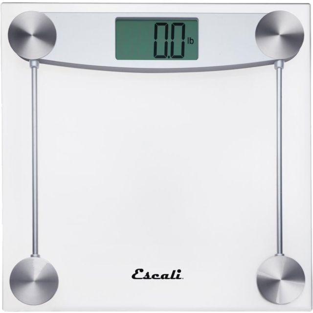Escali Square Clear Glass Bathroom Scale - 400 lb - Clear, Silver (Min Order Qty 2) MPN:E184