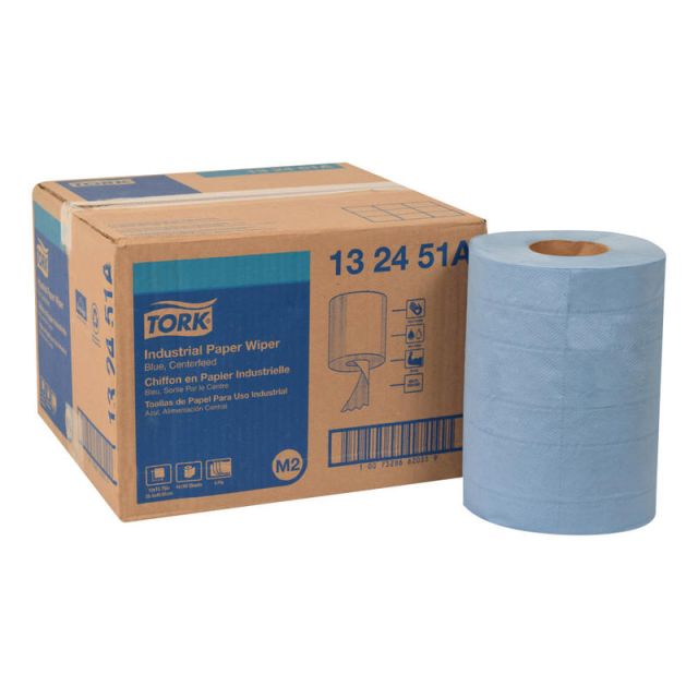 Tork Industrial 4-Ply Paper Wipers, 10in x 15-3/4in, Blue, 190 Wipers Per Roll, Carton Of 4 Rolls MPN:132451A